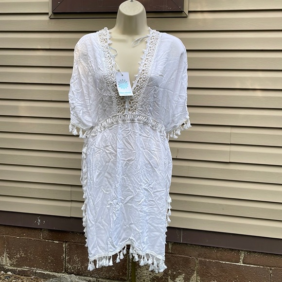 blue island Swim Nwt Blue Island Beach White Cover Up Poshmark